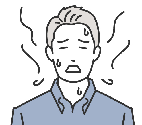 汗をかいている男性