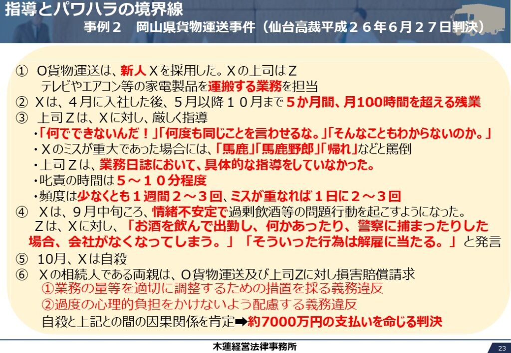 指導とパワハラの境界線
大島産業事件(福岡地裁平成30年9月14日判決)